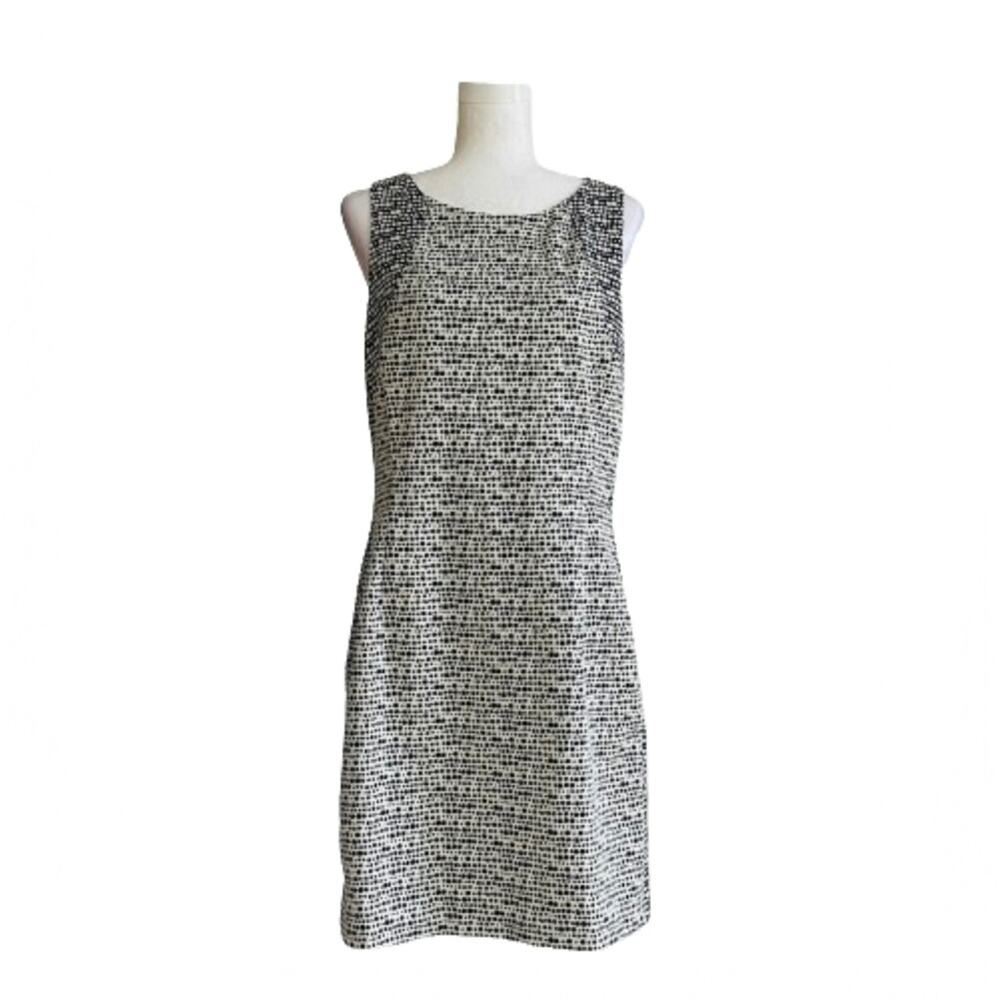 Banana Republic Dress Cream Black Mixed Print Sleeveless A-line Size 12 NEW